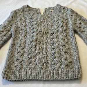 Women Gray Cable Knit Sweater Size Large